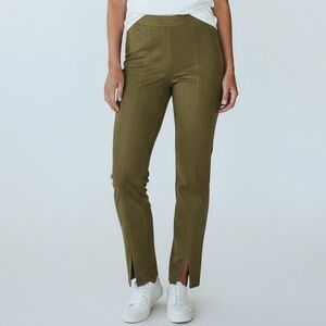 Avec Les Filles Olive Green Faux Suede Slim Pants Split Hem Size Medium